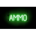 thumbnail image 1 of SpellBrite AMMO LED Sign for Business. 19.6" x 6.3" Green AMMO Sign Has Neon Sign Look With Energy Efficient LED Light Source. Visible from 500+ Feet, 8 Animation Settings., 1 of 4