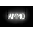 thumbnail image 1 of SpellBrite AMMO LED Sign for Business. 19.6" x 6.3" White AMMO Sign Has Neon Sign Look With Energy Efficient LED Light Source. Visible from 500+ Feet, 8 Animation Settings., 1 of 4