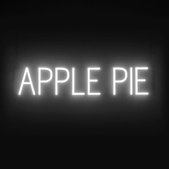 SpellBrite APPLE PIE LED Sign for Business. 29.3" x 6.3" White APPLE PIE Sign Has Neon Sign Look With Energy Efficient LED Light Source. Visible from 500+ Feet, 8 Animation Settings.