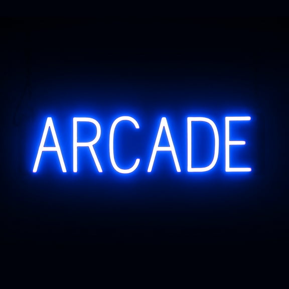 SpellBrite ARCADE LED Sign for Business. 24.8" x 6.3" Blue ARCADE Sign Has Neon Sign Look With Energy Efficient LED Light Source. Visible from 500+ Feet, 8 Animation Settings.