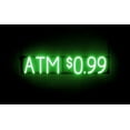 thumbnail image 1 of SpellBrite ATM $0.99 LED Sign for Business. 30.5" x 6.3" Green ATM $0.99 Sign Has Neon Sign Look With Energy Efficient LED Light Source. Visible from 500+ Feet, 8 Animation Settings., 1 of 4