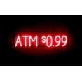 thumbnail image 1 of SpellBrite ATM $0.99 LED Sign for Business. 30.5" x 6.3" Red ATM $0.99 Sign Has Neon Sign Look With Energy Efficient LED Light Source. Visible from 500+ Feet, 8 Animation Settings., 1 of 4