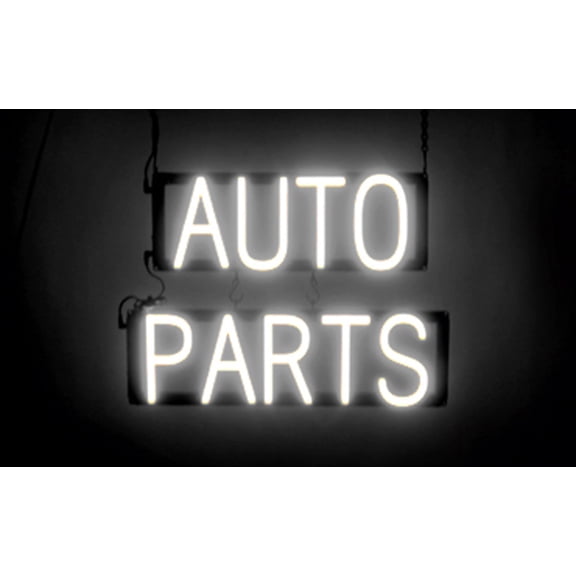 SpellBrite AUTO PARTS LED Sign for Business. 20.7" x 15.0" White AUTO PARTS Sign Has Neon Sign Look With Energy Efficient LED Light Source. Visible from 500+ Feet, 8 Animation Settings.