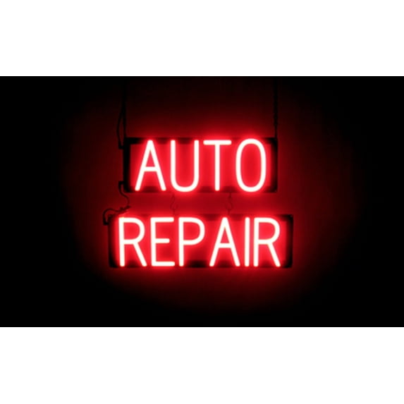 SpellBrite AUTO REPAIR LED Sign for Business. 21.2" x 15.0" Red AUTO REPAIR Sign Has Neon Sign Look With Energy Efficient LED Light Source. Visible from 500+ Feet, 8 Animation Settings.