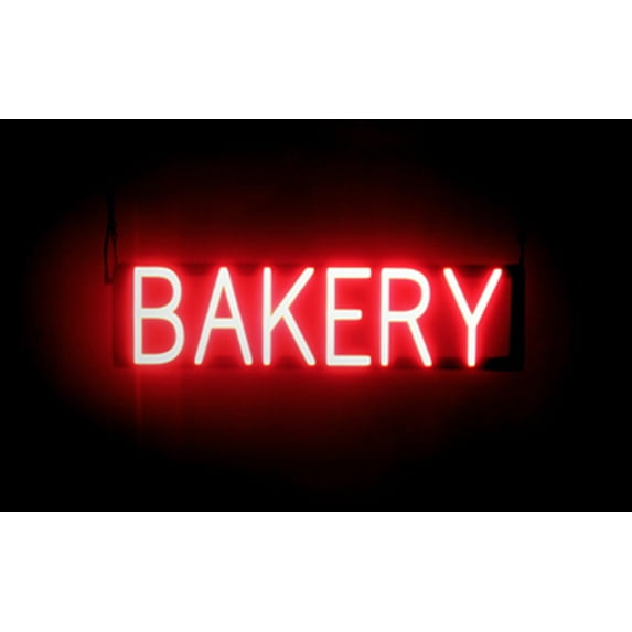 SpellBrite BAKERY LED Sign for Business. 24.4" x 6.3" Red BAKERY Sign Has Neon Sign Look With Energy Efficient LED Light Source. Visible from 500+ Feet, 8 Animation Settings.