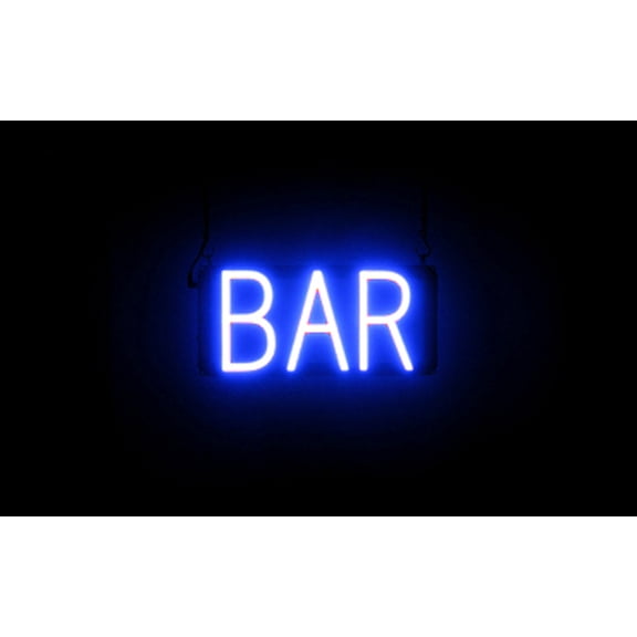 SpellBrite BAR LED Sign for Business. 13.4" x 6.3" Blue BAR Sign Has Neon Sign Look With Energy Efficient LED Light Source. Visible from 500+ Feet, 8 Animation Settings.