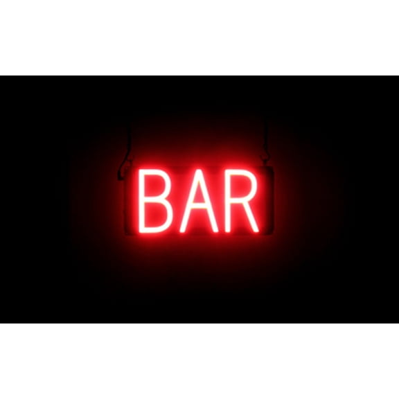 SpellBrite BAR LED Sign for Business. 13.4" x 6.3" Red BAR Sign Has Neon Sign Look With Energy Efficient LED Light Source. Visible from 500+ Feet, 8 Animation Settings.