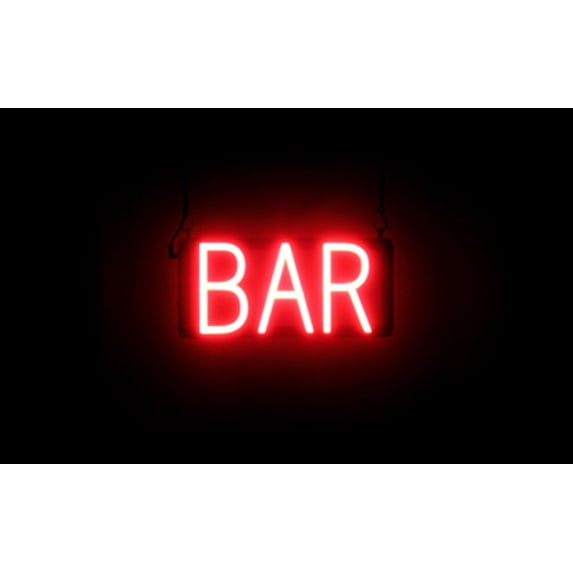 SpellBrite BAR LED Sign for Business. 13.4" x 6.3" Red BAR Sign Has Neon Sign Look With Energy Efficient LED Light Source. Visible from 500+ Feet, 8 Animation Settings.