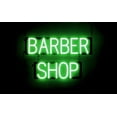 thumbnail image 1 of SpellBrite BARBER SHOP LED Sign for Business. 23.8" x 15.0" Green BARBER SHOP Sign Has Neon Sign Look With Energy Efficient LED Light Source. Visible from 500+ Feet, 8 Animation Settings., 1 of 4