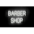 thumbnail image 1 of SpellBrite BARBER SHOP LED Sign for Business. 23.8" x 15.0" White BARBER SHOP Sign Has Neon Sign Look With Energy Efficient LED Light Source. Visible from 500+ Feet, 8 Animation Settings., 1 of 4