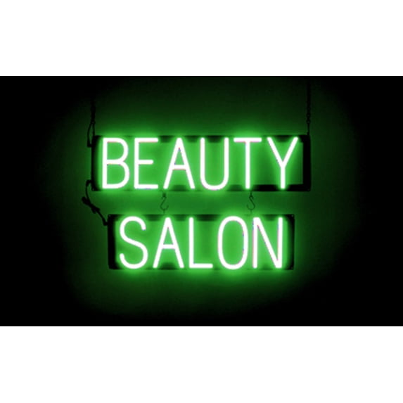 SpellBrite BEAUTY SALON LED Sign for Business. 24.0" x 15.0" Green BEAUTY SALON Sign Has Neon Sign Look With Energy Efficient LED Light Source. Visible from 500+ Feet, 8 Animation Settings.