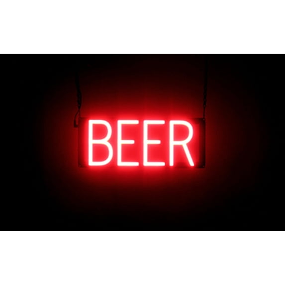 SpellBrite BEER LED Sign for Business. 15.7" x 6.3" Red BEER Sign Has Neon Sign Look With Energy Efficient LED Light Source. Visible from 500+ Feet, 8 Animation Settings.