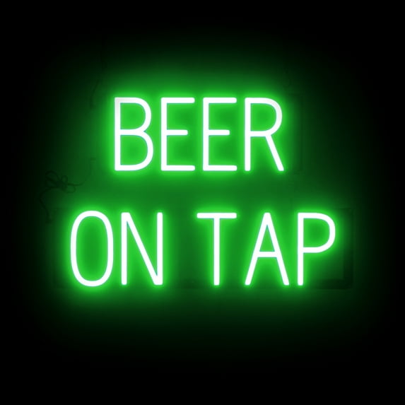 SpellBrite BEER ON TAP LED Sign for Business. 23.0" x 15.0" Green BEER ON TAP Sign Has Neon Sign Look With Energy Efficient LED Light Source. Visible from 500+ Feet, 8 Animation Settings.