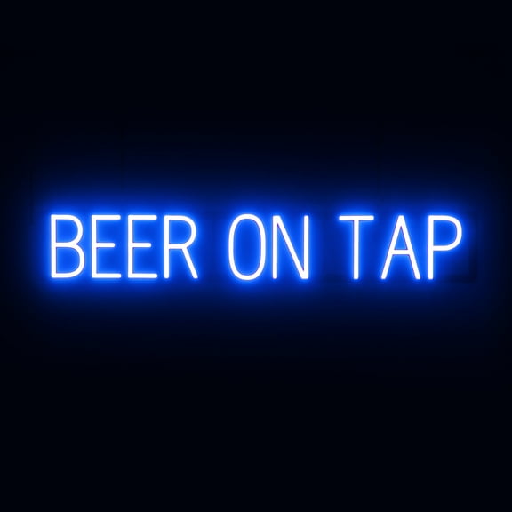SpellBrite BEER ON TAP LED Sign for Business. 38.7" x 6.3" Blue BEER ON TAP Sign Has Neon Sign Look With Energy Efficient LED Light Source. Visible from 500+ Feet, 8 Animation Settings.