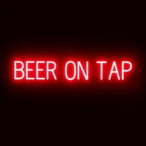 SpellBrite BEER ON TAP LED Sign for Business. 38.7" x 6.3" Red BEER ON TAP Sign Has Neon Sign Look With Energy Efficient LED Light Source. Visible from 500 Feet, 8 Animation Settings.