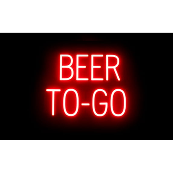SpellBrite BEER TO-GO LED Sign for Business. 19.8" x 15.0" Red BEER TO-GO Sign Has Neon Sign Look With Energy Efficient LED Light Source. Visible from 500+ Feet, 8 Animation Settings.