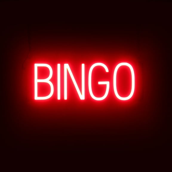 SpellBrite BINGO LED Sign for Business. 18.3" x 6.3" Red BINGO Sign Has Neon Sign Look With Energy Efficient LED Light Source. Visible from 500+ Feet, 8 Animation Settings.