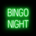 thumbnail image 1 of SpellBrite BINGO NIGHT LED Sign for Business. 18.3" x 15" Green BINGO NIGHT Sign Has Neon Sign Look With Energy Efficient LED Light Source. Visible from 500+ Feet, 8 Animation Settings., 1 of 4
