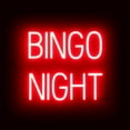 thumbnail image 1 of SpellBrite BINGO NIGHT LED Sign for Business. 18.3" x 15" Red BINGO NIGHT Sign Has Neon Sign Look With Energy Efficient LED Light Source. Visible from 500+ Feet, 8 Animation Settings., 1 of 4