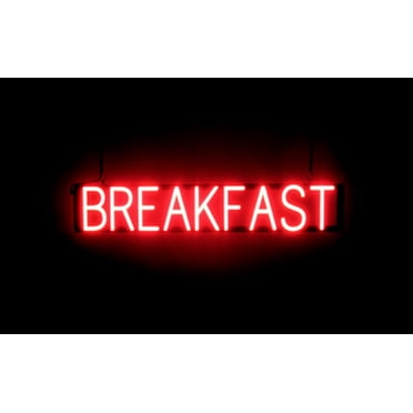 SpellBrite BREAKFAST LED Sign for Business. 35.0" x 6.3" Red BREAKFAST Sign Has Neon Sign Look With Energy Efficient LED Light Source. Visible from 500+ Feet, 8 Animation Settings.