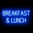 thumbnail image 1 of SpellBrite BREAKFAST & LUNCH LED Sign for Business. 35.1" x 15.0" Blue BREAKFAST & LUNCH Sign Has Neon Sign Look With Energy Efficient LED Light Source. Visible from 500+ Feet, 8 Animation Settings., 1 of 4