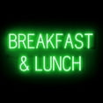 thumbnail image 1 of SpellBrite BREAKFAST & LUNCH LED Sign for Business. 35.1" x 15.0" Green BREAKFAST & LUNCH Sign Has Neon Sign Look With Energy Efficient LED Light Source. Visible from 500+ Feet, 8 Animation Settings., 1 of 4