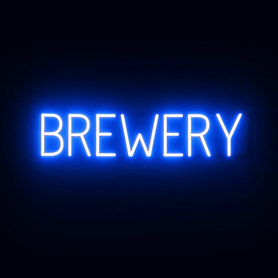SpellBrite BREWERY LED Sign for Business. 29.1" x 6.3" Blue BREWERY Sign Has Neon Sign Look With Energy Efficient LED Light Source. Visible from 500+ Feet, 8 Animation Settings.