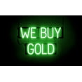thumbnail image 1 of SpellBrite WE BUY GOLD LED Sign for Business. 24.3" x 15.0" Green WE BUY GOLD Sign Has Neon Sign Look With Energy Efficient LED Light Source. Visible from 500+ Feet, 8 Animation Settings., 1 of 4