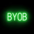 thumbnail image 1 of SpellBrite BYOB LED Sign for Business. 17.2" x 6.3" Green BYOB Sign Has Neon Sign Look With Energy Efficient LED Light Source. Visible from 500+ Feet, 8 Animation Settings., 1 of 4