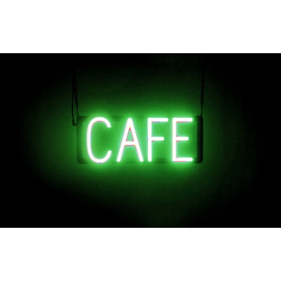 SpellBrite CAFÉ LED Sign for Business. 16.4" x 6.3" Green CAFÉ Sign Has Neon Sign Look With Energy Efficient LED Light Source. Visible from 500+ Feet, 8 Animation Settings.