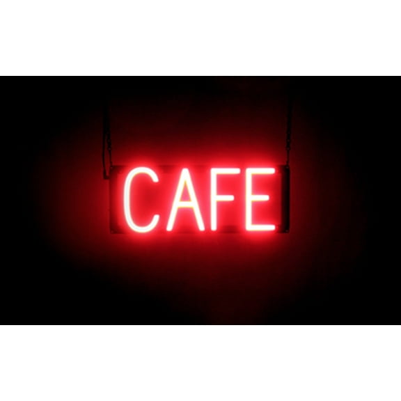 SpellBrite CAFÉ LED Sign for Business. 16.4" x 6.3" Red CAFÉ Sign Has Neon Sign Look With Energy Efficient LED Light Source. Visible from 500+ Feet, 8 Animation Settings.