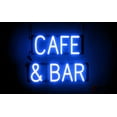 thumbnail image 1 of SpellBrite CAFE & BAR LED Sign for Business. 19.6" x 15.0" Blue CAFE & BAR Sign Has Neon Sign Look With Energy Efficient LED Light Source. Visible from 500+ Feet, 8 Animation Settings., 1 of 4