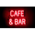 thumbnail image 1 of SpellBrite CAFE & BAR LED Sign for Business. 19.6" x 15.0" Red CAFE & BAR Sign Has Neon Sign Look With Energy Efficient LED Light Source. Visible from 500+ Feet, 8 Animation Settings., 1 of 4