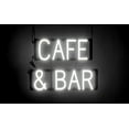 thumbnail image 1 of SpellBrite CAFE & BAR LED Sign for Business. 19.6" x 15.0" White CAFE & BAR Sign Has Neon Sign Look With Energy Efficient LED Light Source. Visible from 500+ Feet, 8 Animation Settings., 1 of 4