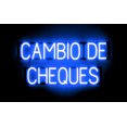 thumbnail image 1 of SpellBrite CAMBIO DE CHEQUES LED Sign for Business. 32.3" x 15.0" Blue CAMBIO DE CHEQUES Sign Has Neon Sign Look With Energy Efficient LED Light Source. Visible from 500+ Feet, 8 Animation Settings., 1 of 4