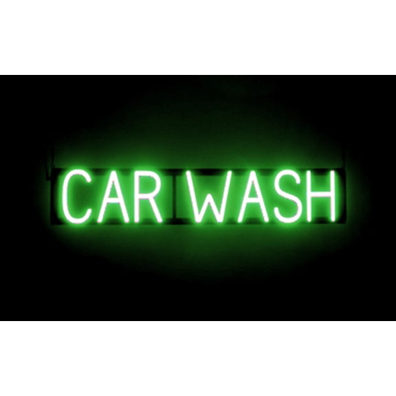 SpellBrite CAR WASH LED Sign for Business. 33.0" x 6.3" Green CAR WASH Sign Has Neon Sign Look With Energy Efficient LED Light Source. Visible from 500+ Feet, 8 Animation Settings.