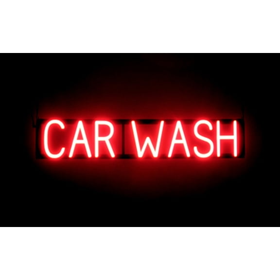 SpellBrite CAR WASH LED Sign for Business. 33.0" x 6.3" Red CAR WASH Sign Has Neon Sign Look With Energy Efficient LED Light Source. Visible from 500+ Feet, 8 Animation Settings.