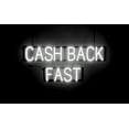 thumbnail image 1 of SpellBrite CASH BACK FAST LED Sign for Business. 34.8" x 15.0" White CASH BACK FAST Sign Has Neon Sign Look With Energy Efficient LED Light Source. Visible from 500+ Feet, 8 Animation Settings., 1 of 4