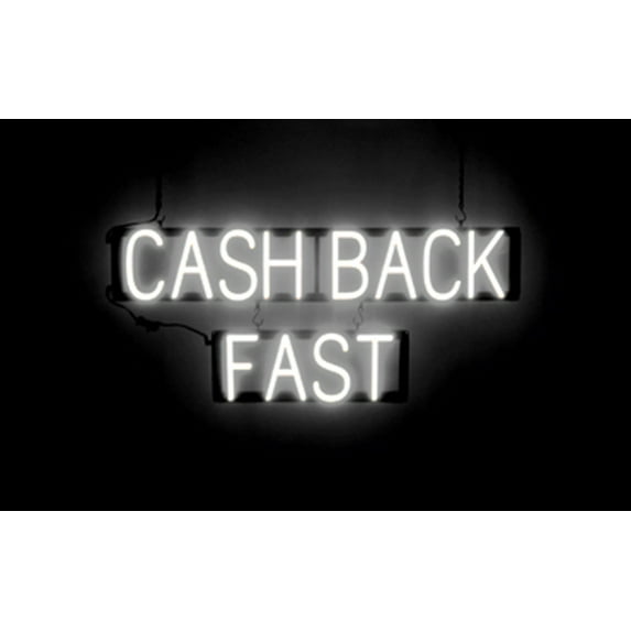SpellBrite CASH BACK FAST LED Sign for Business. 34.8" x 15.0" White CASH BACK FAST Sign Has Neon Sign Look With Energy Efficient LED Light Source. Visible from 500+ Feet, 8 Animation Settings.