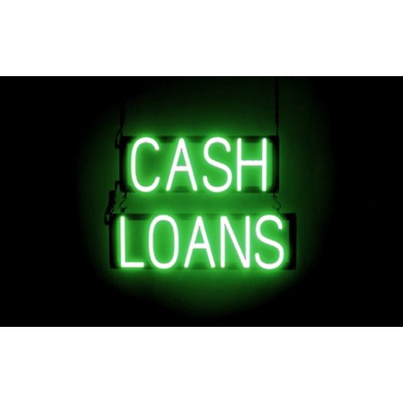 SpellBrite CASH LOANS LED Sign for Business. 20.8" x 15.0" Green CASH LOANS Sign Has Neon Sign Look With Energy Efficient LED Light Source. Visible from 500+ Feet, 8 Animation Settings.