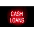thumbnail image 1 of SpellBrite CASH LOANS LED Sign for Business. 20.8" x 15.0" Red CASH LOANS Sign Has Neon Sign Look With Energy Efficient LED Light Source. Visible from 500+ Feet, 8 Animation Settings., 1 of 4
