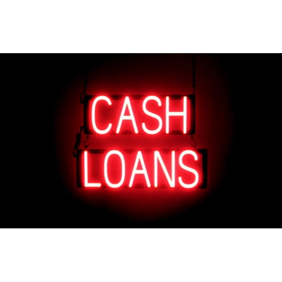 SpellBrite CASH LOANS LED Sign for Business. 20.8" x 15.0" Red CASH LOANS Sign Has Neon Sign Look With Energy Efficient LED Light Source. Visible from 500+ Feet, 8 Animation Settings.