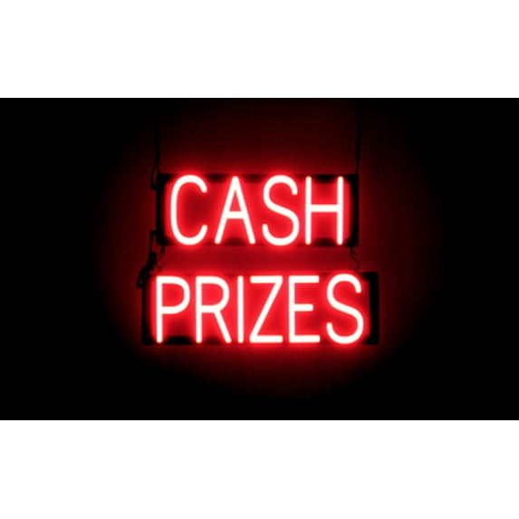 SpellBrite CASH PRIZES LED Sign for Business. 20.6" x 15.0" Red CASH PRIZES Sign Has Neon Sign Look With Energy Efficient LED Light Source. Visible from 500+ Feet, 8 Animation Settings.