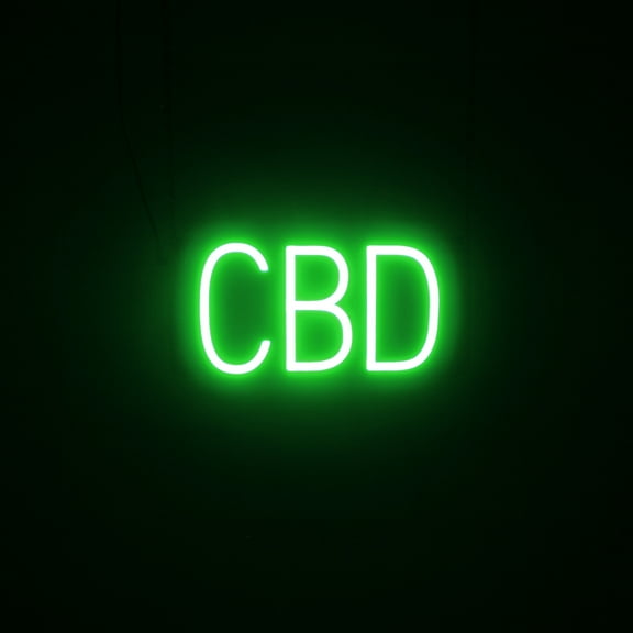 SpellBrite CBD LED Sign for Business. 13.3" x 6.3" Green CBD Sign Has Neon Sign Look With Energy Efficient LED Light Source. Visible from 500+ Feet, 8 Animation Settings.