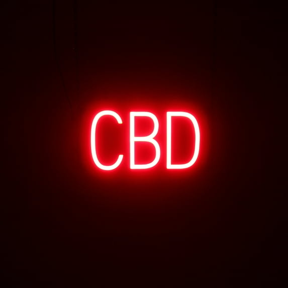 SpellBrite CBD LED Sign for Business. 13.3" x 6.3" Red CBD Sign Has Neon Sign Look With Energy Efficient LED Light Source. Visible from 500+ Feet, 8 Animation Settings.