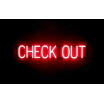 SpellBrite CHECK OUT LED Sign for Business. 33.7" x 6.3" Red CHECK OUT Sign Has Neon Sign Look With Energy Efficient LED Light Source. Visible from 500  Feet, 8 Animation Settings.
