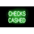 thumbnail image 1 of SpellBrite CHECKS CASHED LED Sign for Business. 24.1" x 15.0" Green CHECKS CASHED Sign Has Neon Sign Look With Energy Efficient LED Light Source. Visible from 500+ Feet, 8 Animation Settings., 1 of 4