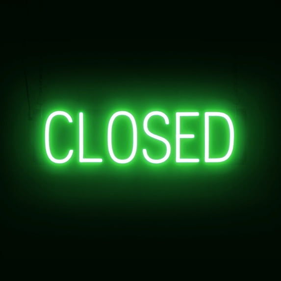 SpellBrite CLOSED LED Sign for Business. 23.8" x 6.3" Green CLOSED Sign Has Neon Sign Look With Energy Efficient LED Light Source. Visible from 500+ Feet, 8 Animation Settings.