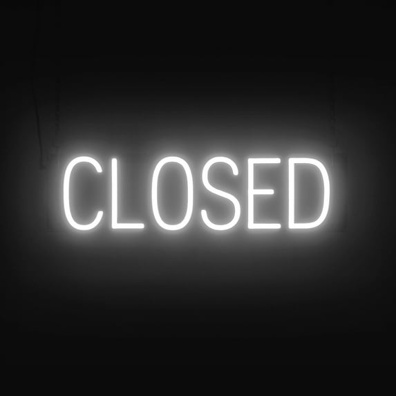SpellBrite CLOSED LED Sign for Business. 23.8" x 6.3" White CLOSED Sign Has Neon Sign Look With Energy Efficient LED Light Source. Visible from 500+ Feet, 8 Animation Settings.