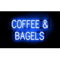 thumbnail image 1 of SpellBrite COFFEE & BAGELS LED Sign for Business. 29.9" x 15.0" Blue COFFEE & BAGELS Sign Has Neon Sign Look With Energy Efficient LED Light Source. Visible from 500+ Feet, 8 Animation Settings., 1 of 4